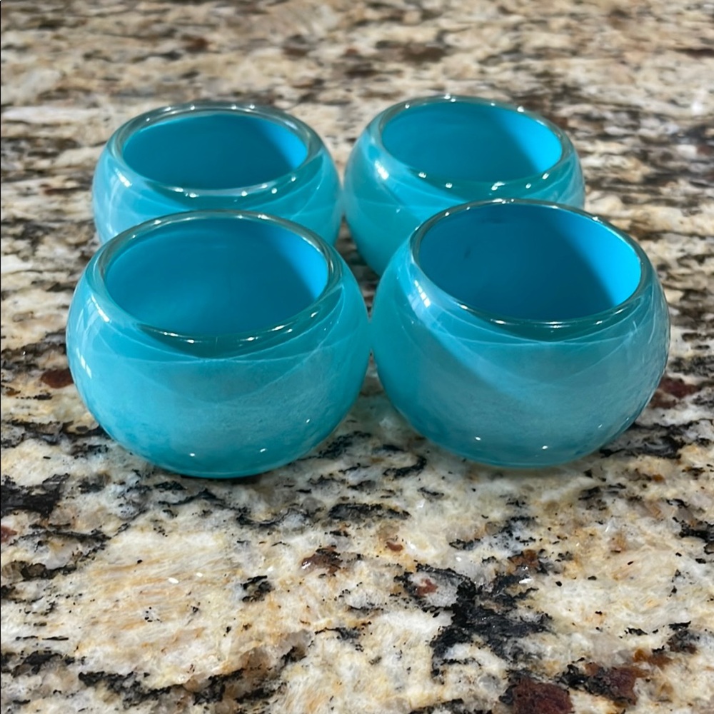 Set of 4 Napkin Rings Turquoise